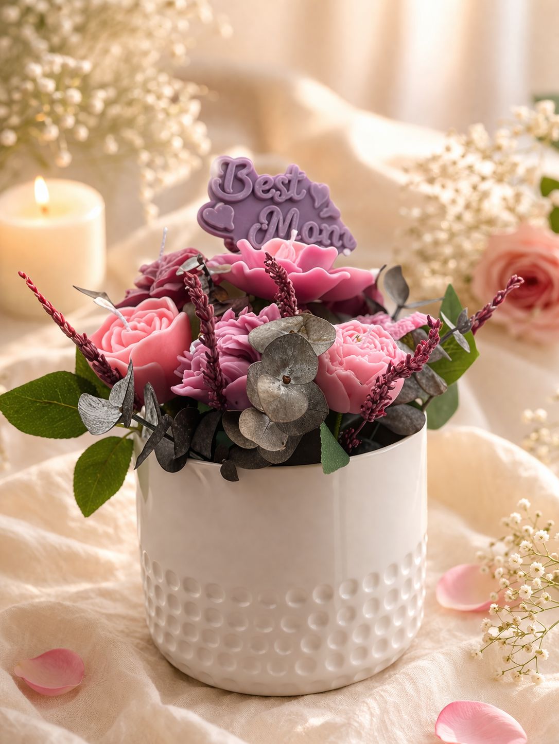 White Ceramic Candle Arrangement