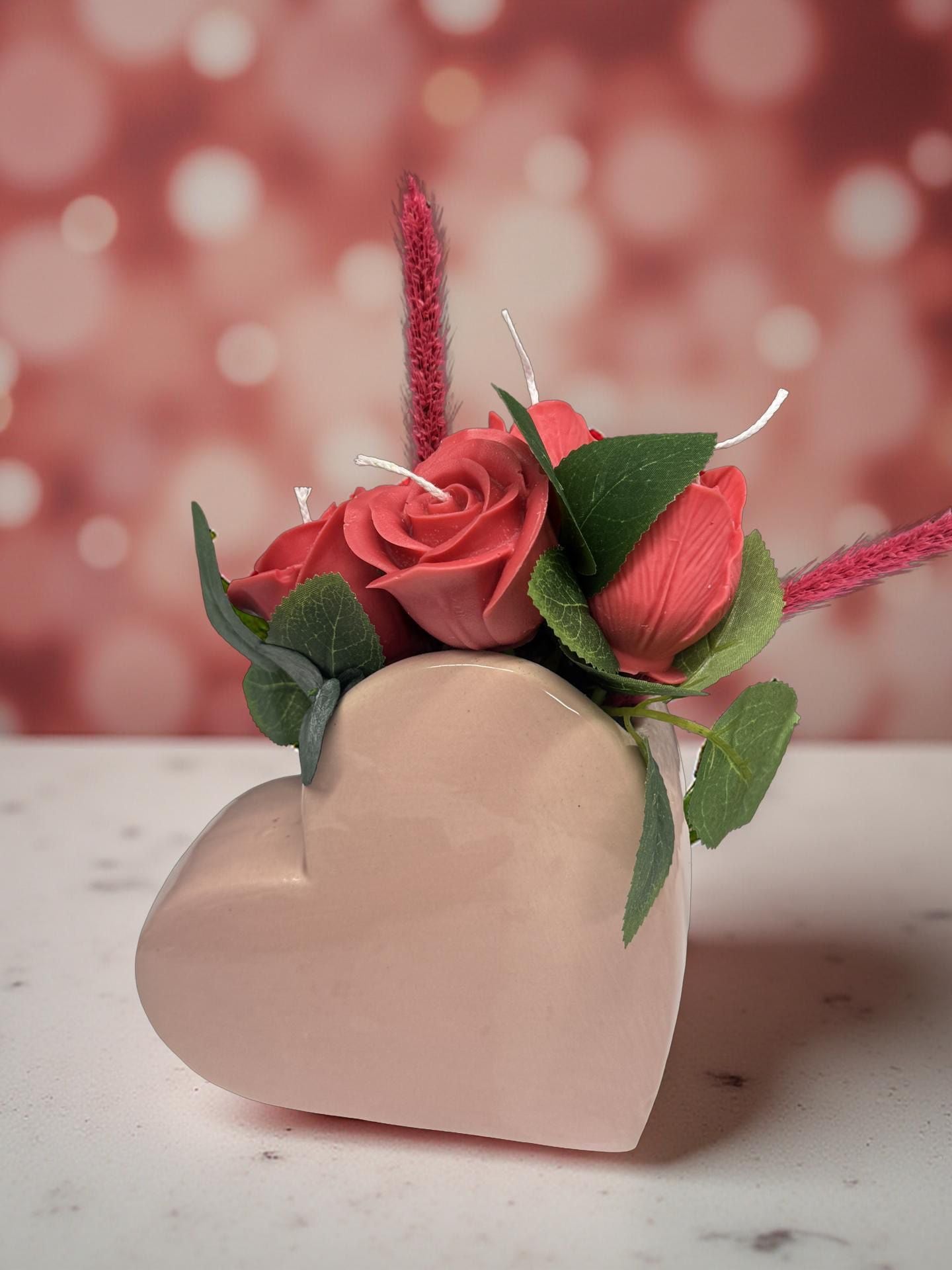 Blush Éternelle- Ceramic Vase with Rose Candles