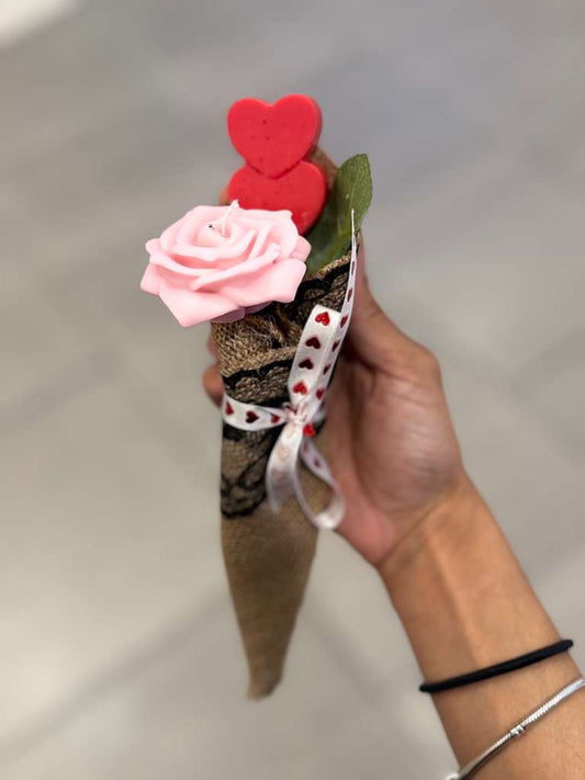 Single Flower with Heart Candle