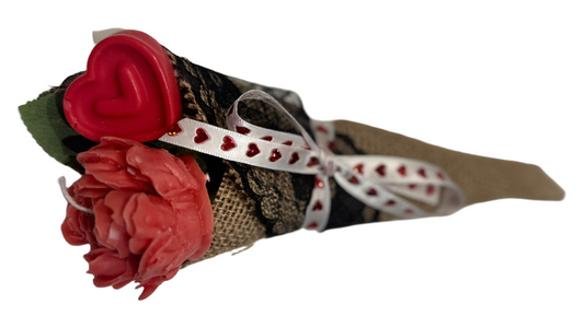 Single Flower with Heart Candle