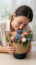 Load image into Gallery viewer, Blue Blush Rose Basket
